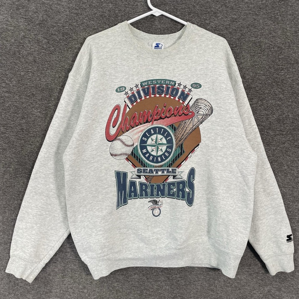 Vintage Seattle Mariners Sweatshirt Mens XL Gray MLB Baseball Starter 1995 90s